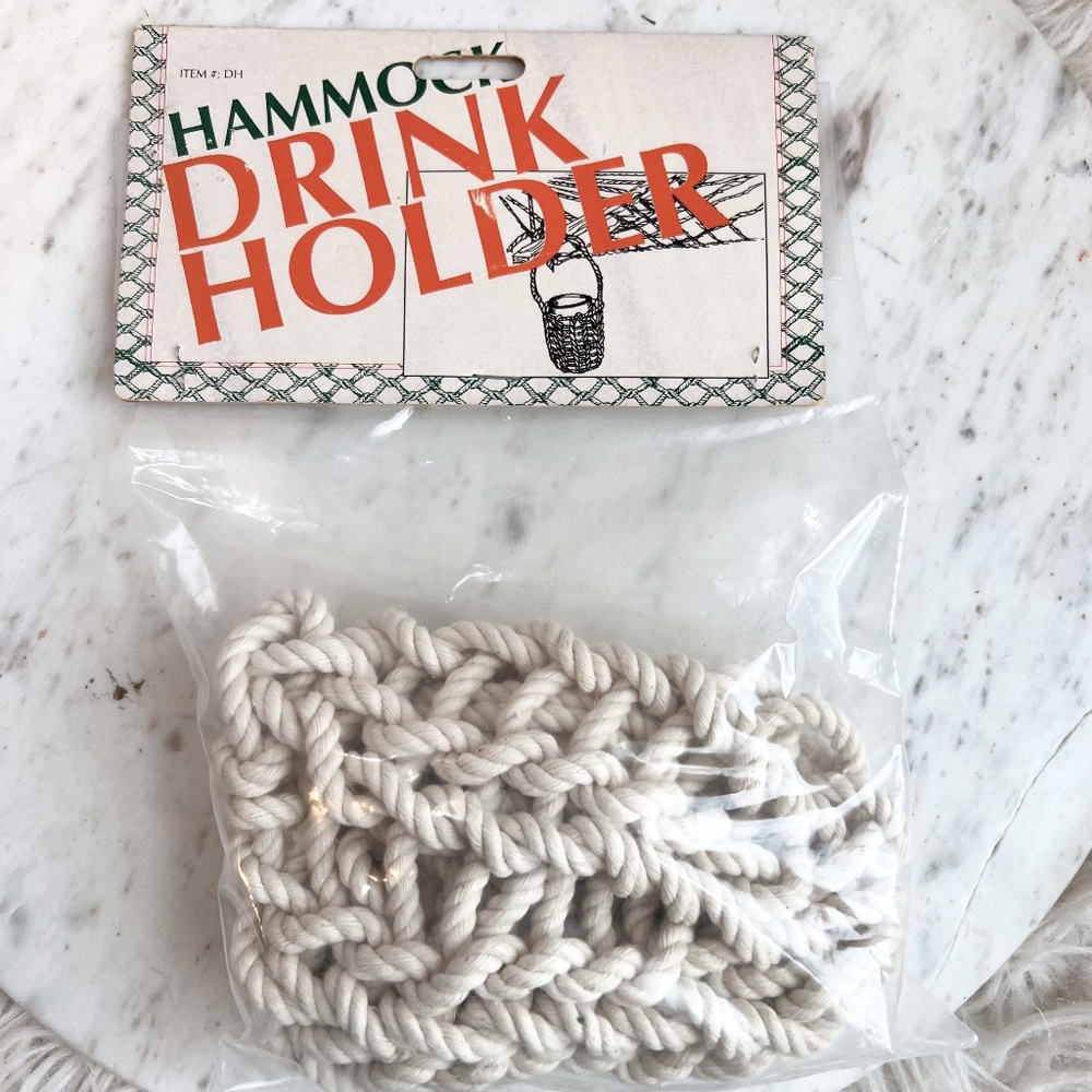 Vintage New in Bag Hammock Rope Drink Holder